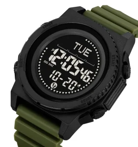 2626 Men’s Compass Watch LED Display Pedometer Stop Watch Water Resistant Digital Sport Watch with 3 Alarms