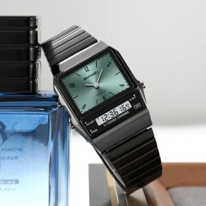 2632 High Quality Classic Mens Analog Digital Watch Original Stainless Steel Rectangle Relojes Waterproof Luxury Watch