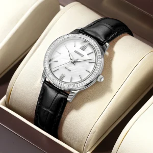 2677 Women Elegant Fashion Luxury Leather Strap Diamond Quartz Watch