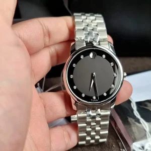 28mm Quartz Dial Fashion Simple Stainless Steel Women’s Watch Chronograph Sapphire Crystal Analog Display Dual Pointer Fixed