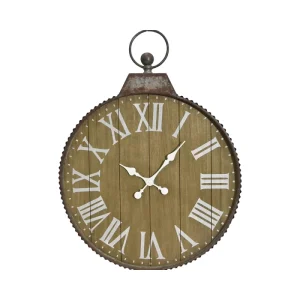 29″ X 24″ Mechanical Single Face Wall Clock Modern Farmhouse Vintage Hanging Ring Pocket Watch Country Living Room Quartz