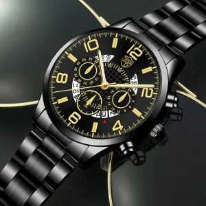 2pcs Set Luxury Men’s Watches Fashion Business Male Stainless Steel Date Analog Quartz Wrist Watch Mens Sets Gift Selection