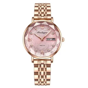 3011 Women’s Lady Quartz Watch Fashion Waterproof Luxury Charm Stainless Steel Strap Wristwatch