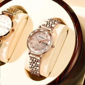 3012 Luxury Charm Stainless Steel Band Fashion Women’s Life Waterproof Quartz Watches Wristwatch for Lady