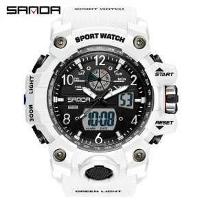 3169 Outdoor Sports Men Watch Dual Movement LED Display Multi Functional 50M Waterproof