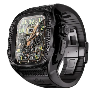 316L Stainless Steel Case with Rhinestone for Apple Watch Ultra 2/Ultra 49mm Rugged Military Protective Metal Watch Cover
