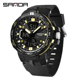 3333 Fashion Design Men’s Electronic Quartz Watch Business Waterproof TPU Strap Multi Functional Stopwatch Montres Hommes
