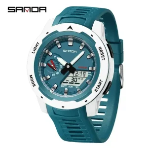3360 World Time Men’s Electronic Quartz Watch Waterproof TPU Strap Multi Functional Countdown Stopwatch Montres Hommes