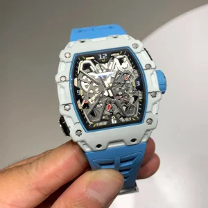 35 03 Carbon Fiber Skeleton Automatic Movement Rubber Strap Men’s Mechanical Watch
