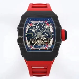 3502 High quality Luxury Seamless One piece Skeletonized Automatic Mechanical Watch Carbon Fiber Rubber Pointer for Men’s