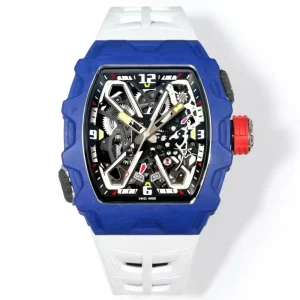 3503 Blue Carbon Fiber Tonneau Shaped Skeleton Movement Casual Sports Men’s Automatic Mechanical Watch