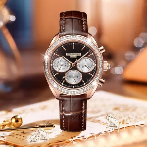35mm Bezel Calendar Week 24 Hours Automatic Mechanical Luminous Dial Waterproof Ladies Watch
