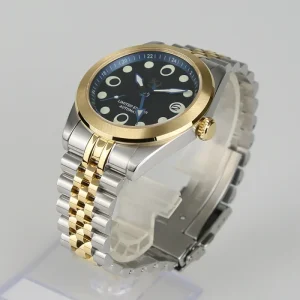 38mm Automatic Mechanical Movement Wrist Watch Stainless Steel 10ATM Solid Bracelet Analog