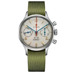 38mm Men’s Mechanical Sapphire Glass Chronograph Luxury Business Diver Watch with Leather Nylon Strap