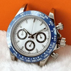 39mm Panda Series Blue Sapphire Men’s Chronograph Waterproof Watch SEIKO Quartz Movement Leather Strap