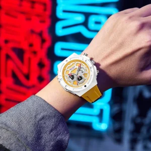 男士时尚计时石英表 3ATM防水合金表壳硅胶表带
