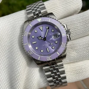 40.5MM SD1953 Purple Dial BGW9 Blue Luminous Ceramic Bezel Sapphire Glass Automatic Water Ghost Dive Watch
