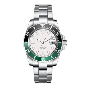 40mm Luxury Luminous Men White Color Sterile Dial Custom logo OEM Mechanical Watches seiko Nh35 Watch Automatic