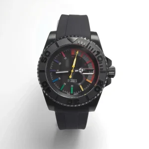 40mm Mens Business Watch Rainbow Index Dial Rubber Strap Sapphire Crystal NH36 Movement