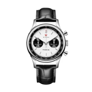 40mm Men’s Chronograph Mechanical Watch Leather Strap Sapphire Pilot Watch with ST1901 Movement