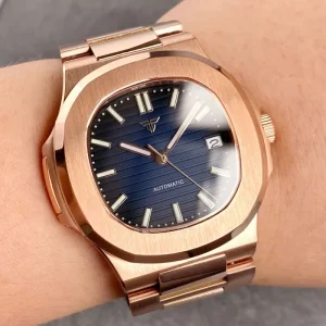 40mm Rose Gold Square NH35A Automatic Movement Sporty Classics Retro Men’s Watch Sapphire Glass Brushed Case Steel Bracelet
