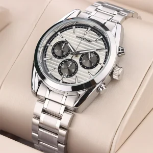 41MM Men’s Stainless Steel Chronograph Waterproof Date Calendar Sports Quartz Analog Watch 3BAR