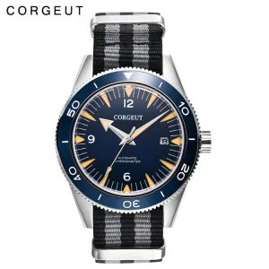 41mm Corgeut Automatic Men’s Dive Watch, Sapphire, 316, Nylon Strap, Water Resistant, Analog