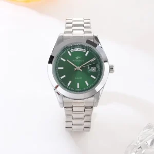 41mm Luxury Watch with Glass Dial Calendar Business Fashion Style Quartz Movement Stainless Steel Band 20mm
