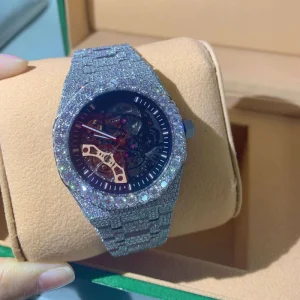 41mm Unisex Sport Luminous Iced Moissanite Hip Hop Designer Collection Diamond Stainless Steel Custom Quartz Watch