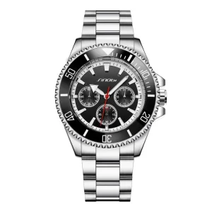 43mm Big Dial Men Fashion Chronograph Quartz Watch Luminous Hands Airplane Second Hand Wristwatch