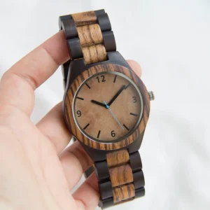 44mm Custom Logo Wooden Quartz Watch for Men and Women Wood Band Watch