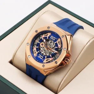 45.5mm Stainless Steel Men’s Automatic Mechanical Chronograph Watch with Pointer Dial and Water Resistant Band