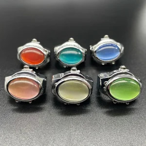 5 Colors Luxury Cat Eye Stone Ring Watch Flip Cover Quartz Dial Stainless Steel Elastic Unisex Engagement Party Gift
