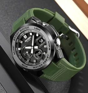 5 Daily Alarms SKMEI 2105 Dual Time Analog Digital Watch Waterproof Chrono Shock Resistant