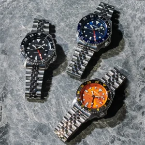 5 Sports Automatic GMT Men’s Watch Stainless Steel Case Blue Hardlex Glass Superman Analog
