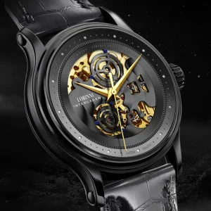 5025 Luxury Charm Stainless Steel Leather Strap Water Resistant Sapphire Crystal Scratch Resistant Automatic Watch