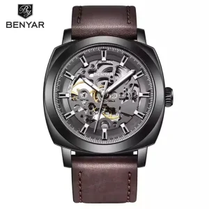 5121 Men New Fashion Automatic Mechanical Watch Genuine Leather Hollow Out Waterproof Sport OEM Watch