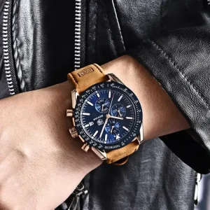 5140M Quartz Movement Chronograph Watch Men Steel Silicone Band Waterproof Luminous Auto Date Sport Business Wristwatch