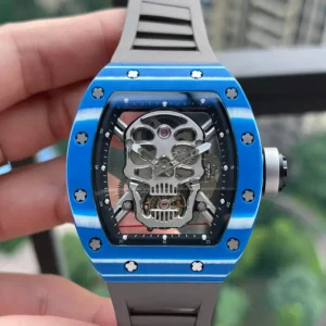 52-01 Men’s Luxury Skeleton Tourbillon Mechanical Watch NTPT Carbon Fiber Tonneau Case Sports Watch