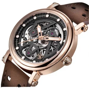 5202 Luxury Hollow Out Fashionable Timing Trend Relojes Waterproof Genuine Leather Luminous Automatic Mechanical Watch for Men