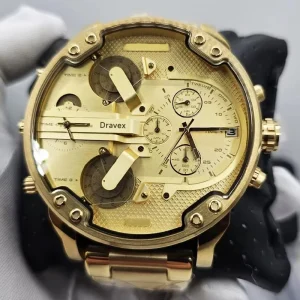 57mm Multifunction Big Dial Mechanical Watch Waterproof Gold Stainless Steel Watch For Men