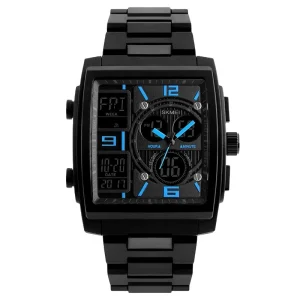 5ATM Water Resistant Dual Time Square Watch Men Fashion Watch 1274