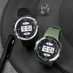 5ATM Waterproof Custom Logo Teenager Wrist Sport Watch Calendars Date Week Watch for Men Alloy Shell Digital Watch