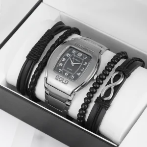 5PCS Men’s Calendar Quartz Wristwatch, Bracelet Wrist Watch, Business, Relogio Masculino