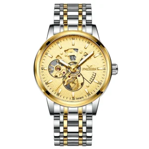 6080 Fashion Automatic Mechanical Watch Men High Quality Leather Stainless Steel Daily Business Watch