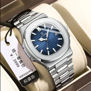 613 Business Waterproof Male Clock Luminous Date Stainless Steel Square Quartz Men Watch