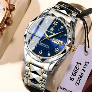 615 Men’s Stainless Steel Wristwatch Waterproof Luminous Quartz Watch