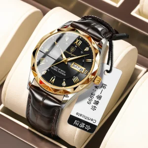 615 Quartz Watch for Men Steel Wrist Date Week Hour Clock Fashion Irregular Design Luxury Sport Watch Men Gift