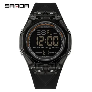 6289 Fashion Unisex Digital Watch ABS Transparent Case Multifunctional Waterproof Stopwatch Montres Pour Hommes
