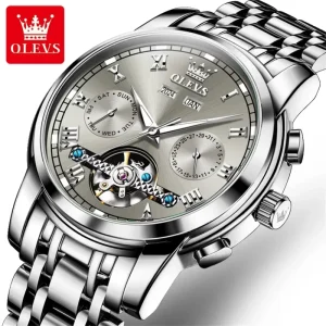 6607 Custom Logo Luxury Business Mechanical Wristwatch Classic Moon Phase Automatic Men’s Watch